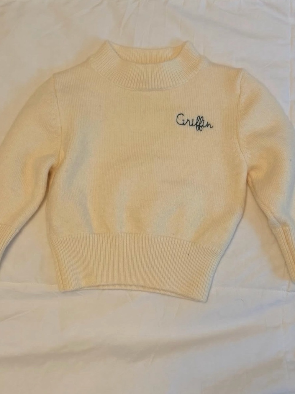 Cygnet Living “Griffin” Cream Ribbed Mock Neck Sweater